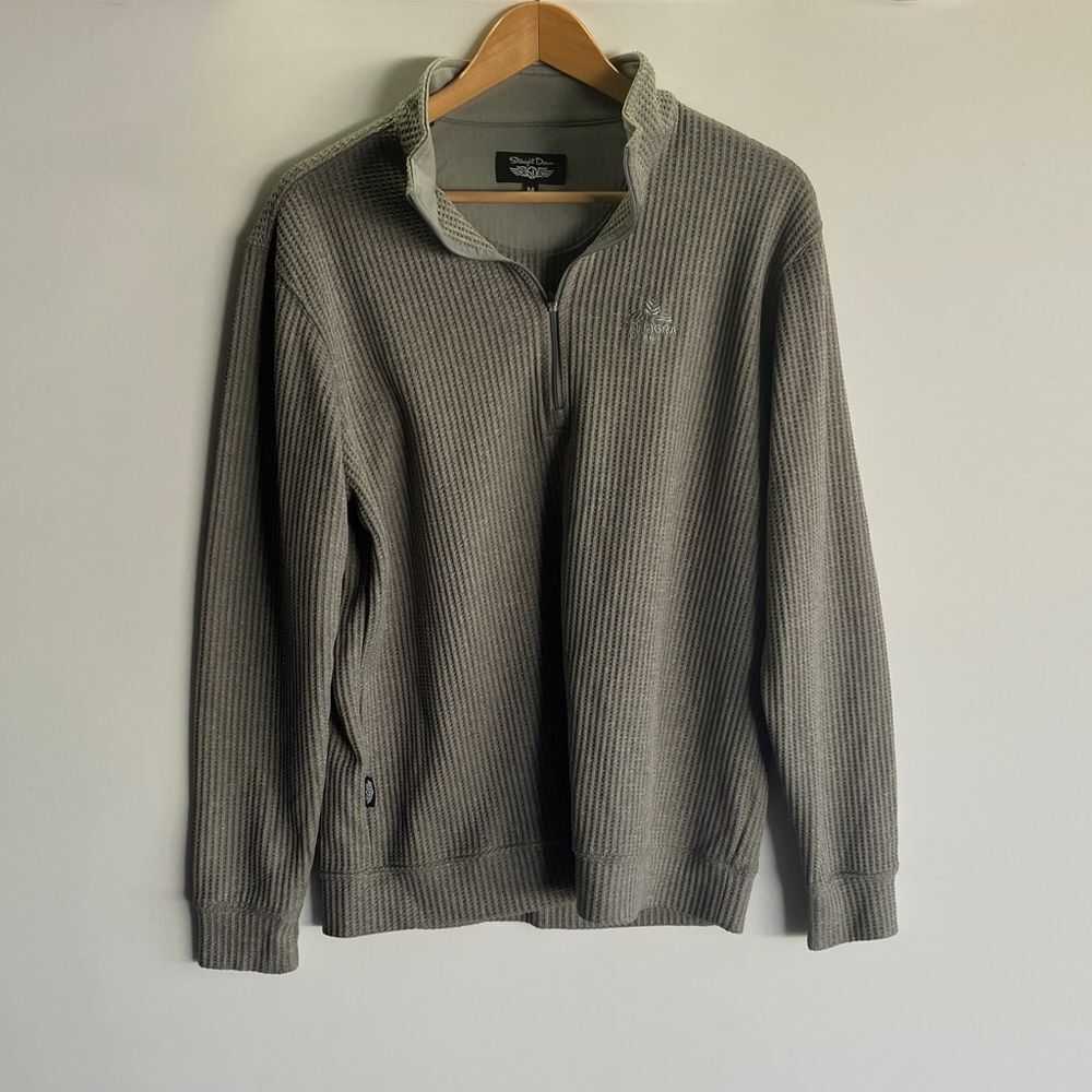 STRAIGHT DOWN Men’s Classic Gray Zip-Up Sweater